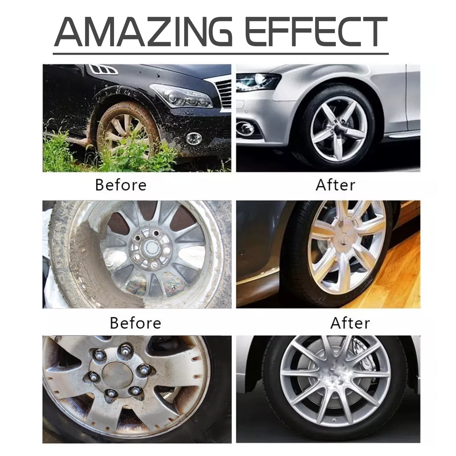 Car Wheel Cleaner Alloy Rim Cleaner Spray Remove Brake Dust Rust & Stains No Scratch Formula Polish Protect for All Wheels 120Ml
