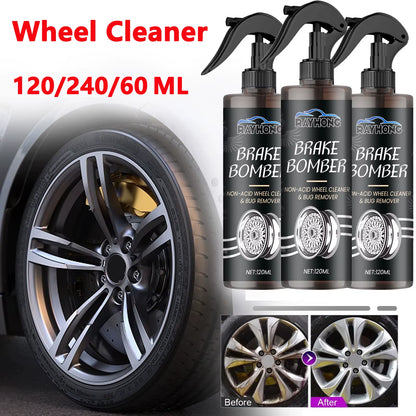 Car Wheel Cleaner Alloy Rim Cleaner Spray Remove Brake Dust Rust & Stains No Scratch Formula Polish Protect for All Wheels 120Ml